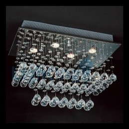 Moderne eigentijdse kroonluchter, plafondlamp, kristallen regendruppellamp