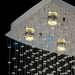 Moderne eigentijdse kroonluchter, plafondlamp, kristallen regendruppellamp