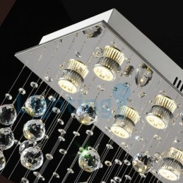 Moderne eigentijdse kroonluchter, plafondlamp, kristallen regendruppellamp