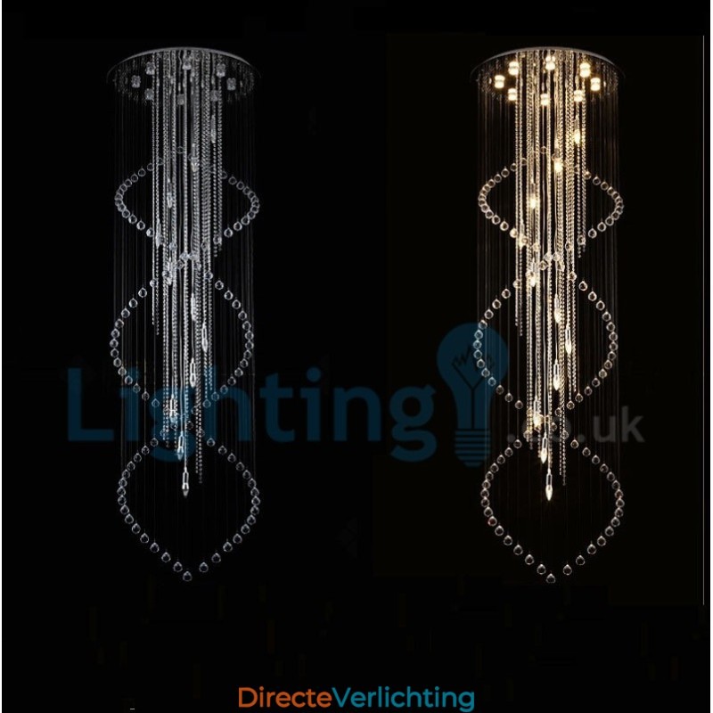 Moderne eigentijdse kroonluchter, plafondlamp, kristallen regendruppellamp