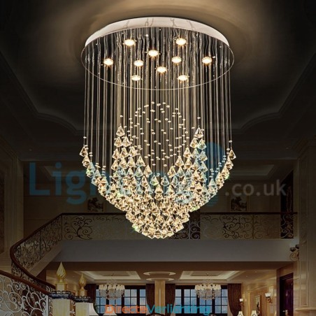 Moderne eigentijdse kroonluchter, plafondlamp, kristallen regendruppellamp Moderne eigentijdse kroonluchter, plafondlamp, kristallen regendruppellamp