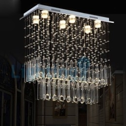 Moderne eigentijdse kroonluchter, plafondlamp, kristallen regendruppellamp