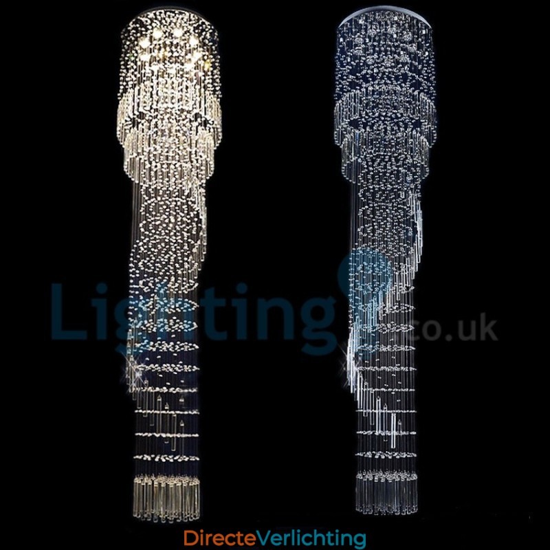 Moderne eigentijdse kroonluchter, plafondlamp, kristallen regendruppellamp