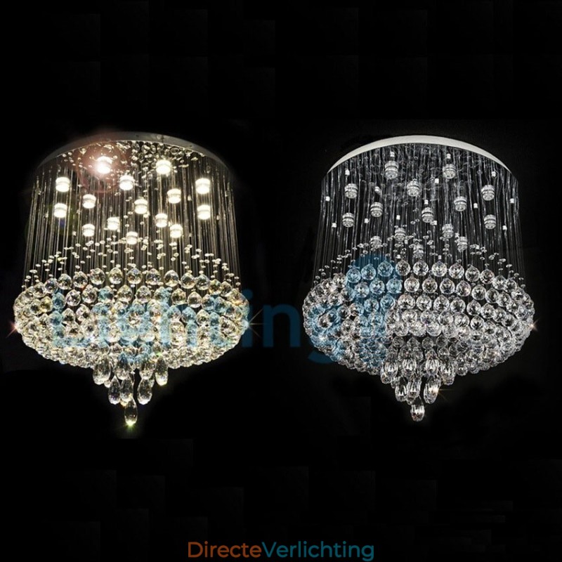 Moderne eigentijdse kroonluchter, plafondlamp, kristallen regendruppellamp