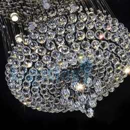 Moderne eigentijdse kroonluchter, plafondlamp, kristallen regendruppellamp