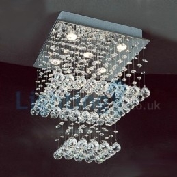 Moderne eigentijdse kroonluchter, plafondlamp, kristallen regendruppellamp