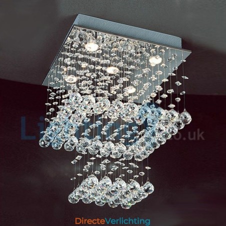 Moderne eigentijdse kroonluchter, plafondlamp, kristallen regendruppellamp Moderne eigentijdse kroonluchter, plafondlamp, kristallen regendruppellamp