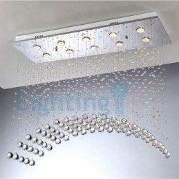 Moderne eigentijdse kroonluchter, plafondlamp, kristallen regendruppellamp