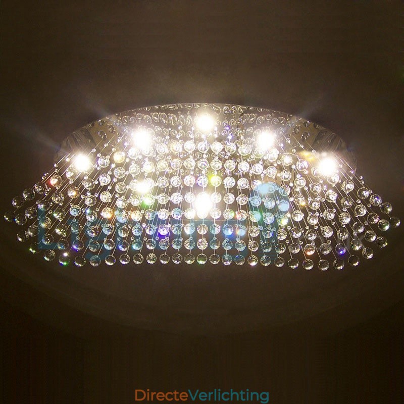Moderne eigentijdse kroonluchter, plafondlamp, kristallen regendruppellamp