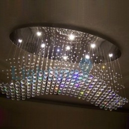 Moderne eigentijdse kroonluchter, plafondlamp, kristallen regendruppellamp