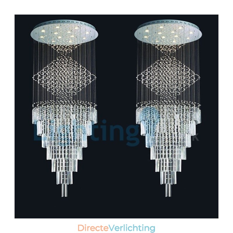 Moderne eigentijdse kroonluchter, plafondlamp, kristallen regendruppellamp