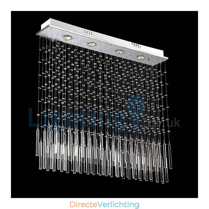 Moderne eigentijdse kroonluchter, plafondlamp, kristallen regendruppellamp