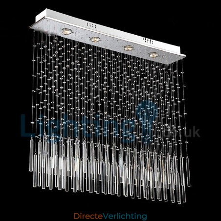 Moderne eigentijdse kroonluchter, plafondlamp, kristallen regendruppellamp