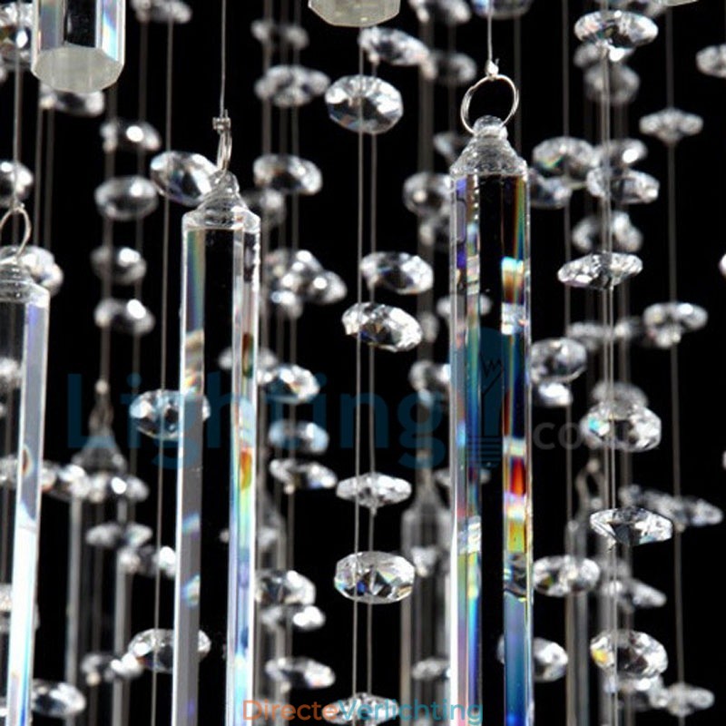 Moderne eigentijdse kroonluchter, plafondlamp, kristallen regendruppellamp