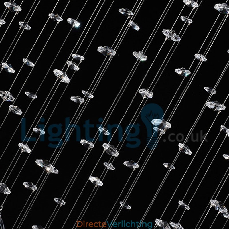Moderne eigentijdse kroonluchter, plafondlamp, kristallen regendruppellamp