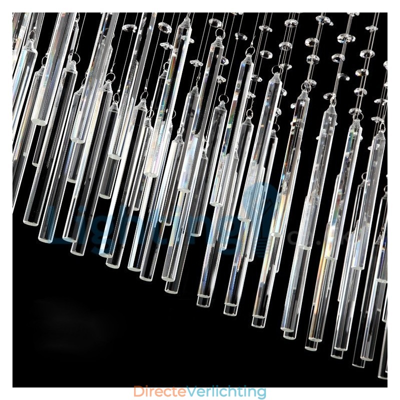 Moderne eigentijdse kroonluchter, plafondlamp, kristallen regendruppellamp