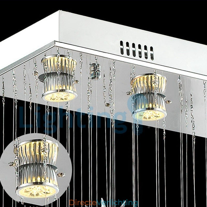 Moderne eigentijdse kroonluchter, plafondlamp, kristallen regendruppellamp