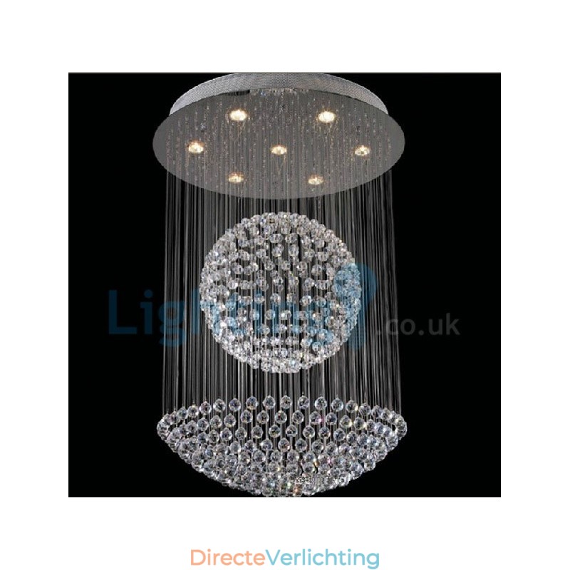 Moderne eigentijdse kroonluchter, plafondlamp, kristallen regendruppellamp