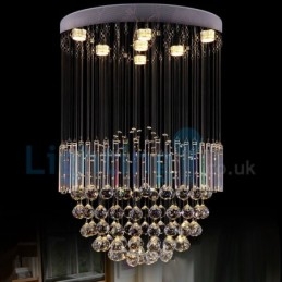 Moderne eigentijdse kroonluchter, plafondlamp, kristallen regendruppellamp
