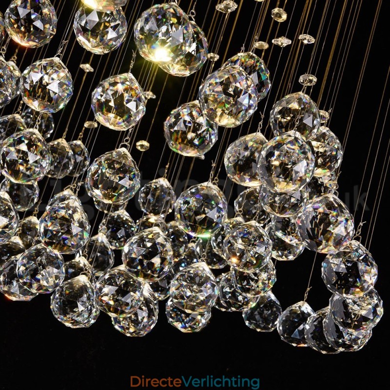 Moderne eigentijdse kroonluchter, plafondlamp, kristallen regendruppellamp