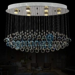 Moderne eigentijdse kroonluchter, plafondlamp, kristallen regendruppellamp