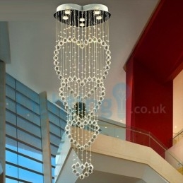 Moderne eigentijdse kroonluchter, plafondlamp, kristallen regendruppellamp