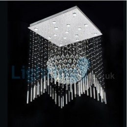 Moderne eigentijdse kroonluchter, plafondlamp, kristallen regendruppellamp