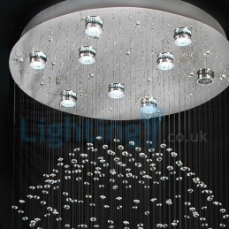 Moderne eigentijdse kroonluchter, plafondlamp, kristallen regendruppellamp