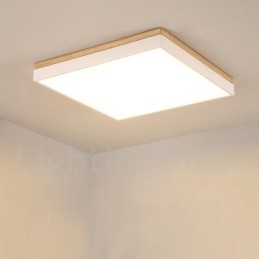 Eenvoudige en moderne vierkante ultradunne plafondlamp van massief hout
