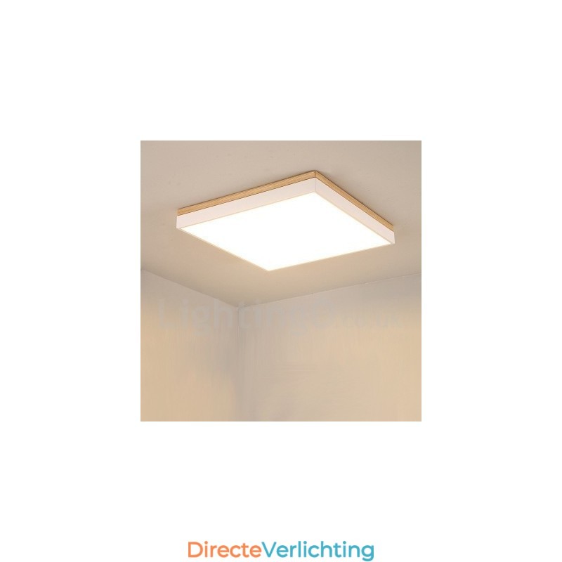 Eenvoudige en moderne vierkante ultradunne plafondlamp van massief hout