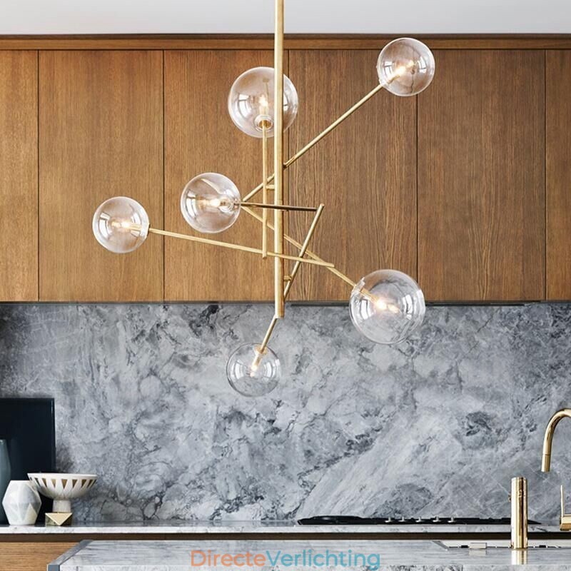 6 lampen Nordic lamp kroonluchter eenvoudige creatieve retro ijzeren glazen bol magische bonen kroonluchter