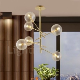 6 lampen Nordic lamp kroonluchter eenvoudige creatieve retro ijzeren glazen bol magische bonen kroonluchter