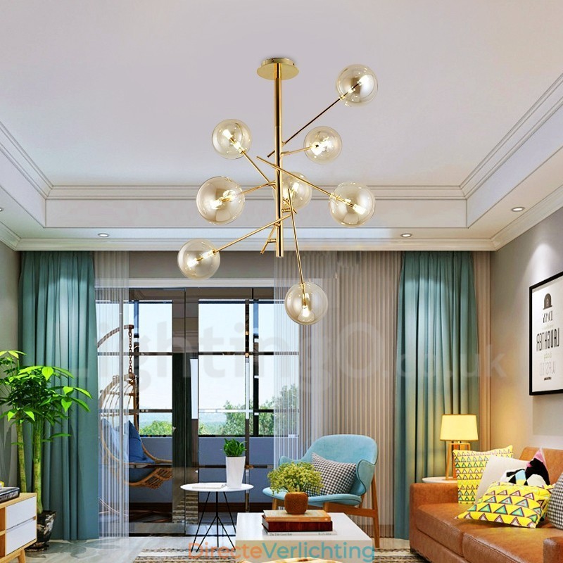 6 lampen Nordic lamp kroonluchter eenvoudige creatieve retro ijzeren glazen bol magische bonen kroonluchter