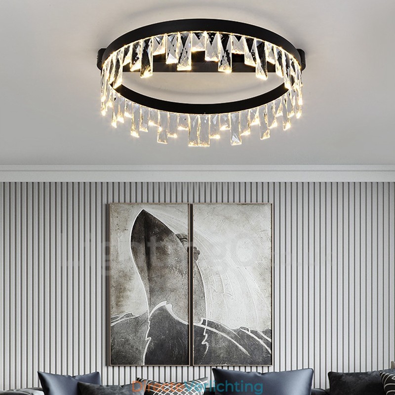 Moderne minimalistische creatieve ronde plafondkristallamp