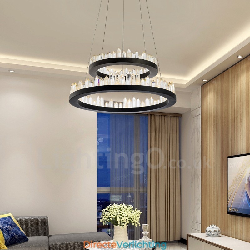 Moderne mode dubbele cirkel kristallen hanglamp