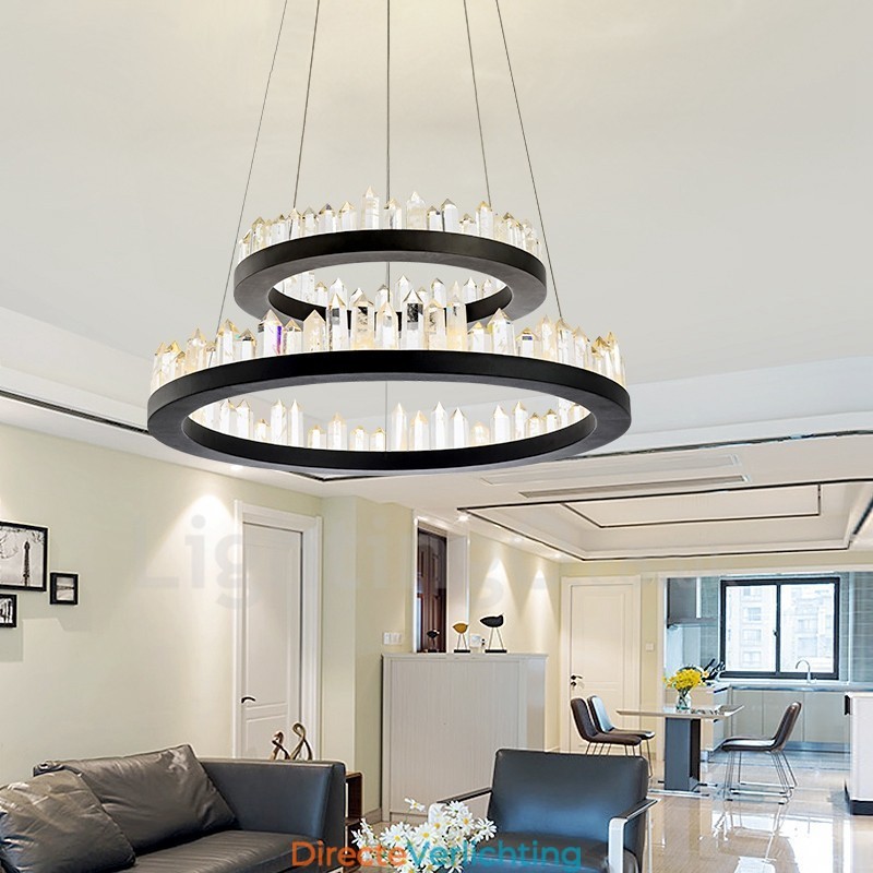 Moderne mode dubbele cirkel kristallen hanglamp