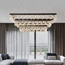Nordic Crystal Hanglamp Rechthoekige Sfeer Hanglamp Postmoderne Verlichting