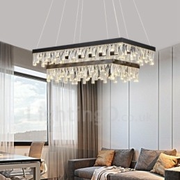 Nordic Crystal Hanglamp Rechthoekige Sfeer Hanglamp Postmoderne Verlichting