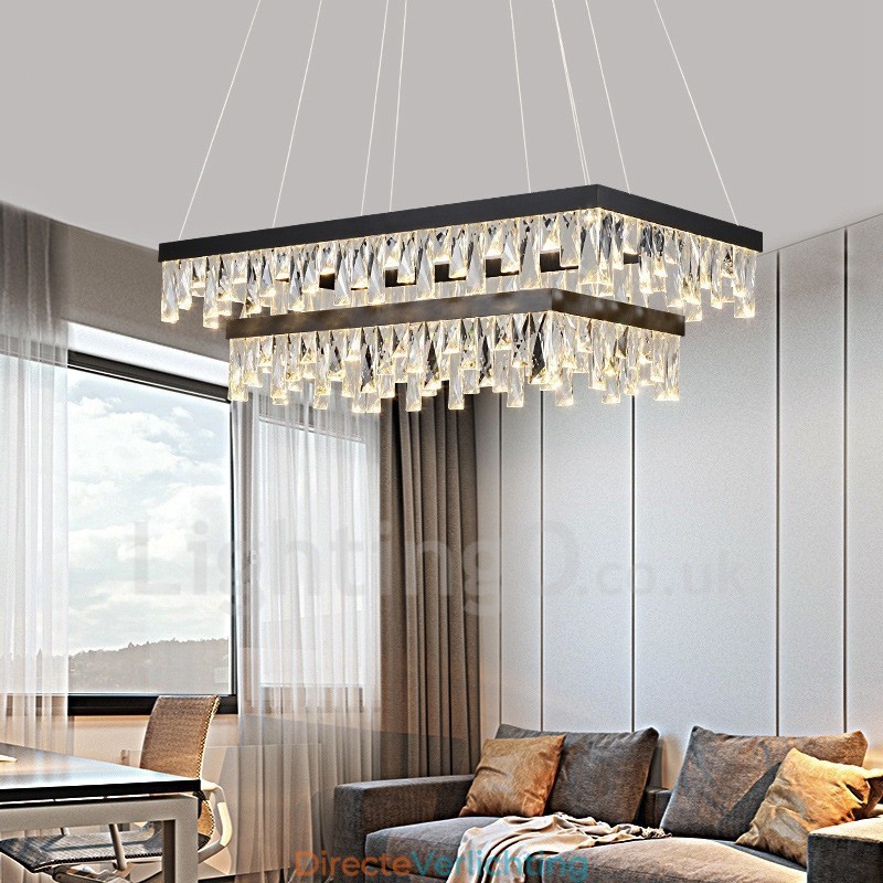 Nordic Crystal Hanglamp Rechthoekige Sfeer Hanglamp Postmoderne Verlichting