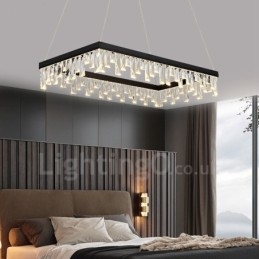 Nordic Crystal Hanglamp Rechthoekige Sfeer Hanglamp Postmoderne Verlichting