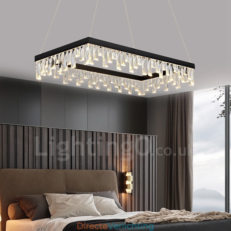 Nordic Crystal Hanglamp Rechthoekige Sfeer Hanglamp Postmoderne Verlichting