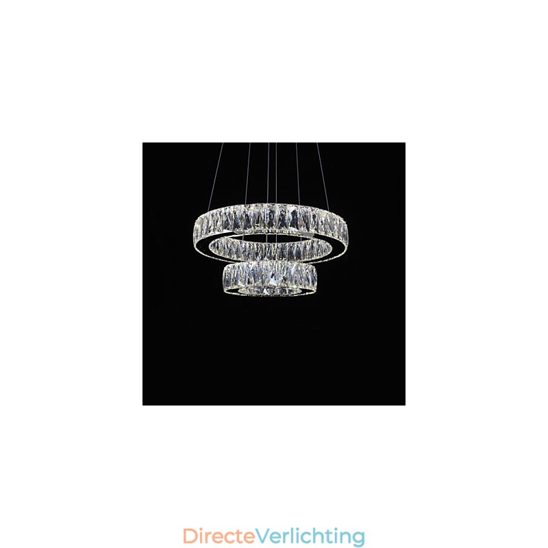 Kristallen kroonluchterlampen moderne verlichting twee ringen D2040 K9 grote kristallen plafondlampen voor thuis