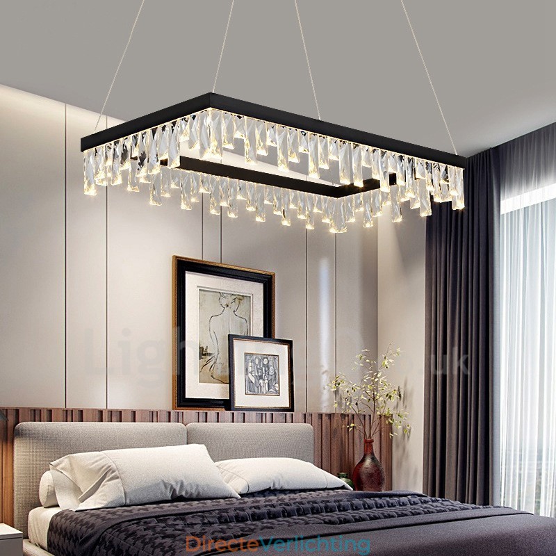 Nordic Crystal Hanglamp Rechthoekige Sfeer Hanglamp Postmoderne Verlichting