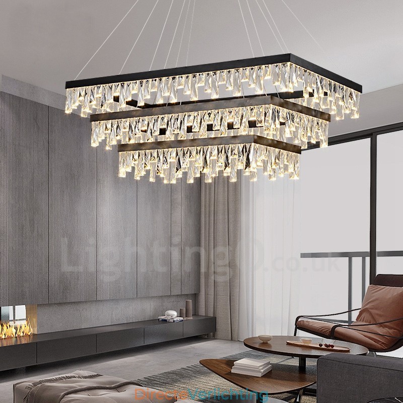 Nordic Crystal Hanglamp Rechthoekige Sfeer Hanglamp Postmoderne Verlichting