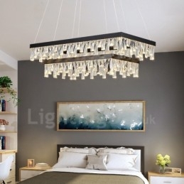 Nordic Crystal Hanglamp Rechthoekige Sfeer Hanglamp Postmoderne Verlichting