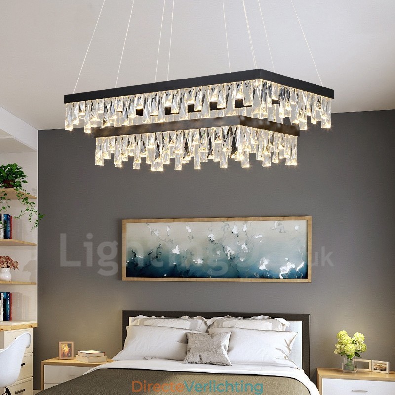 Nordic Crystal Hanglamp Rechthoekige Sfeer Hanglamp Postmoderne Verlichting