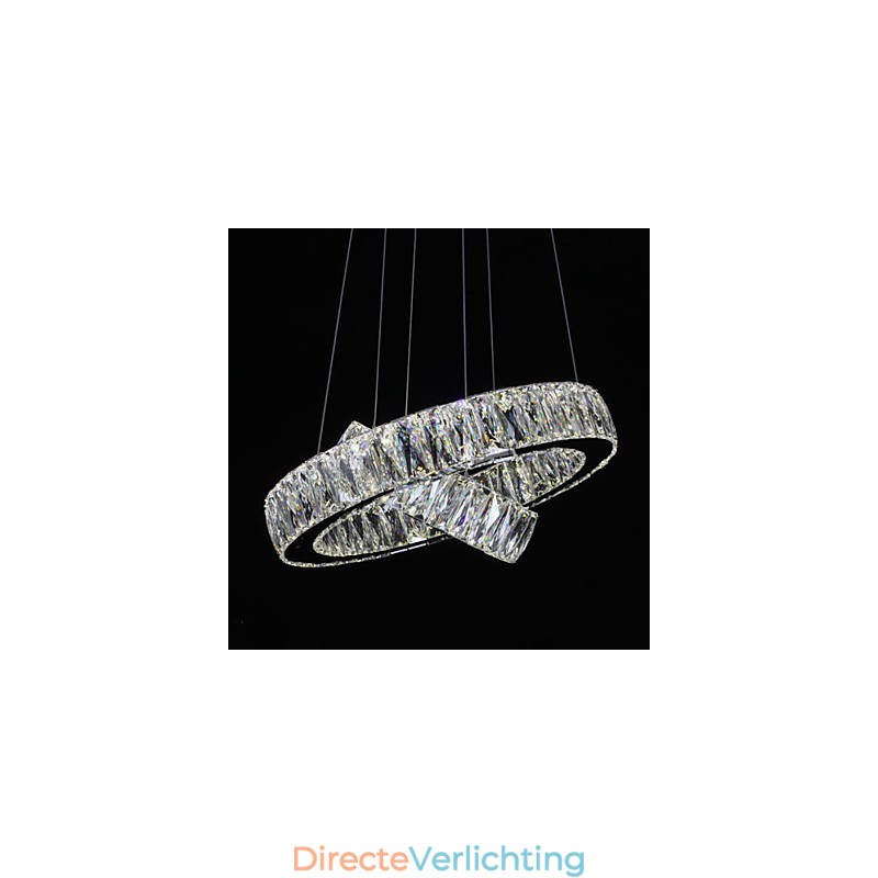 Kristallen kroonluchterlampen moderne verlichting twee ringen D2040 K9 grote kristallen plafondlampen voor thuis
