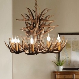 9-lichts rustieke artistieke retro gewei kroonluchter