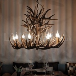 9-lichts rustieke artistieke retro gewei kroonluchter