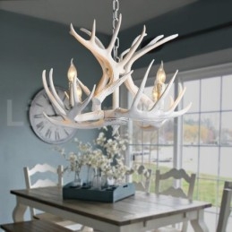 4-lichts rustieke artistieke retro gewei witte kroonluchter